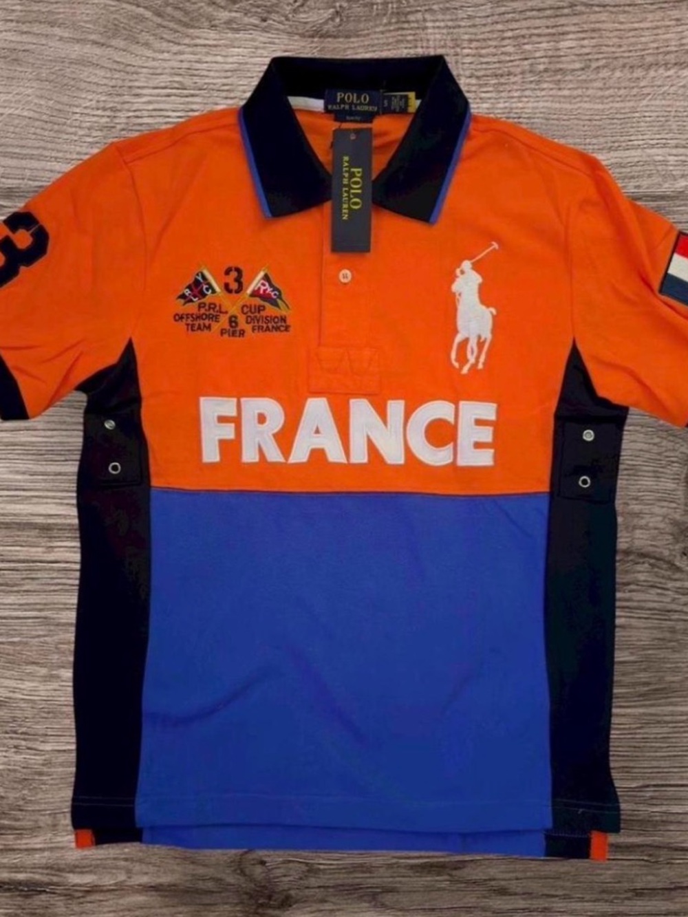 Polo by Ralph Lauren Orange & Blue France Polo Shirt